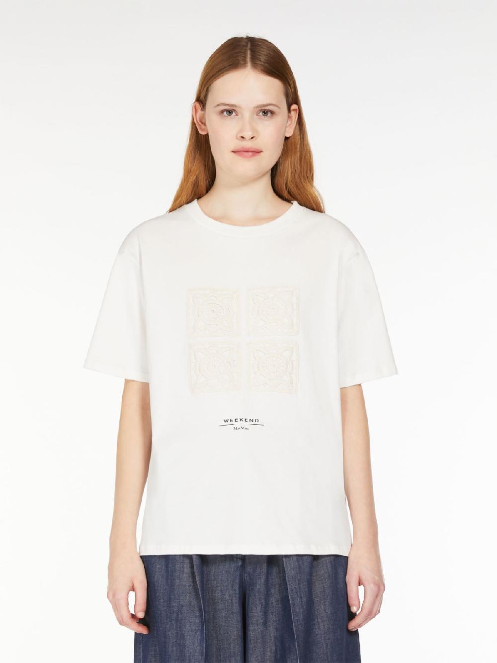 Weekend T-shirt in cotone con lettering ricamato 2025