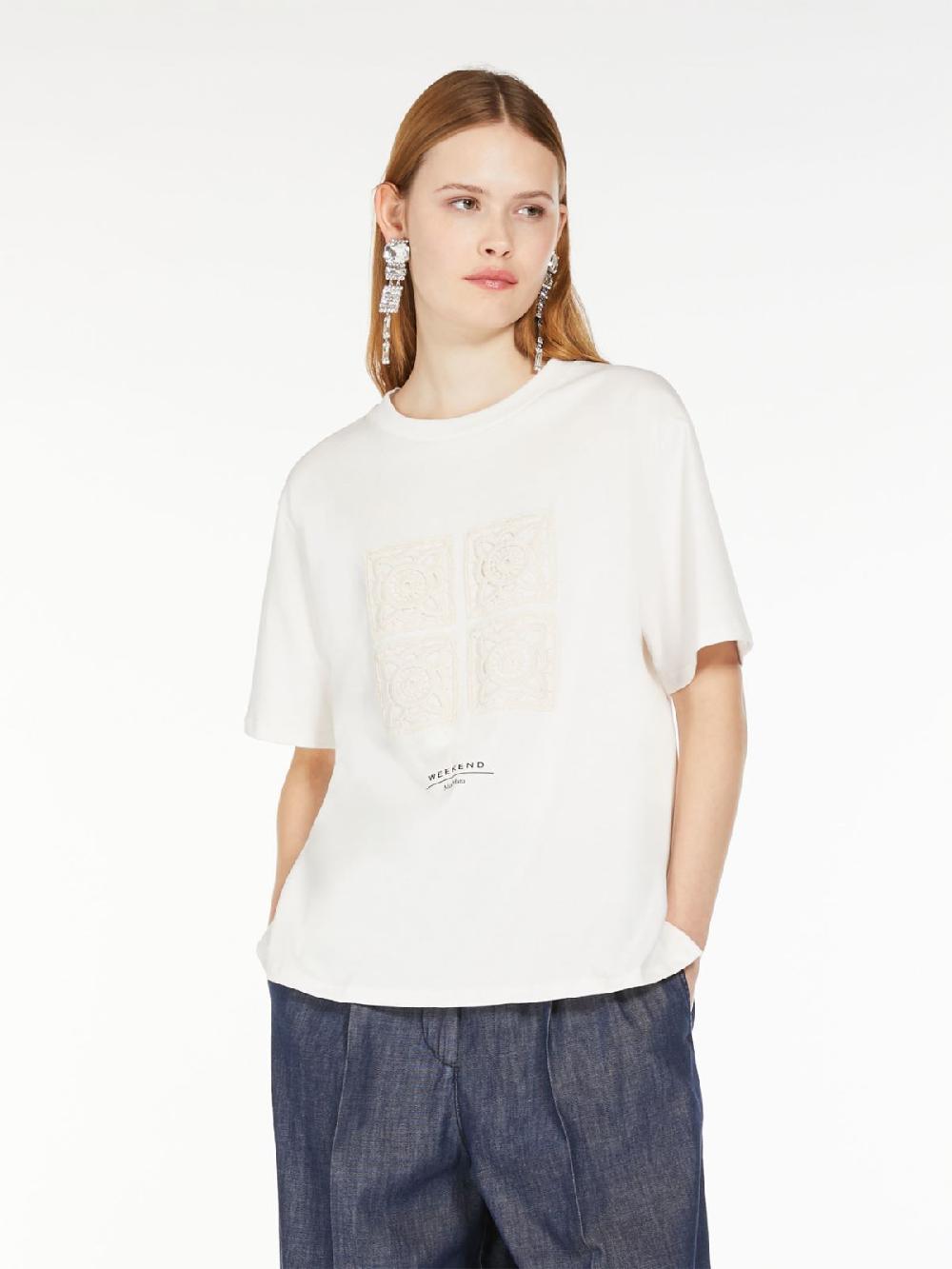 Weekend T-shirt in cotone con lettering ricamato 2025