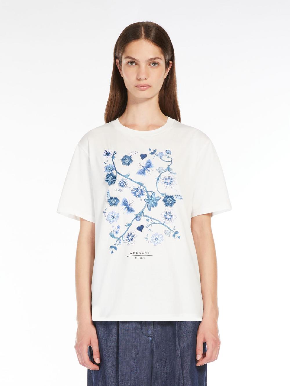 Weekend T-shirt in cotone con lettering ricamato Italy