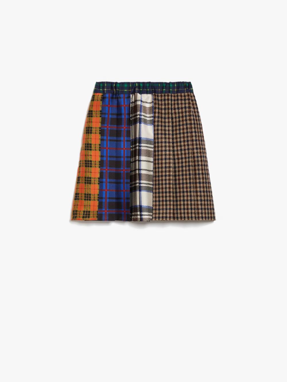 Weekend Minigonna patchwork in lana e cotone Pied de Poule Acquista Ora