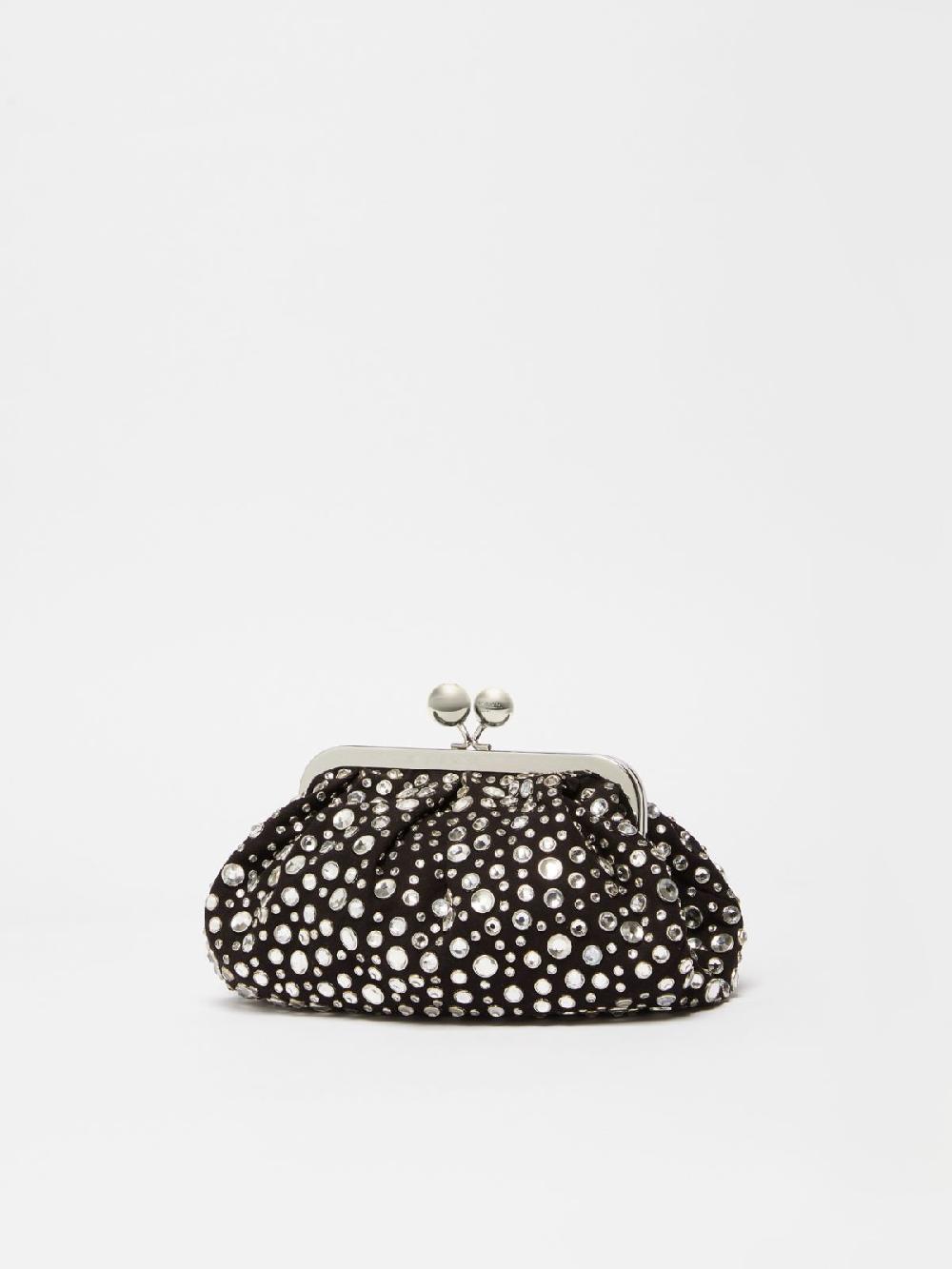 Weekend Pasticcino Bag Small con pietre incastonate in pelle con cristalli Vendita Calda