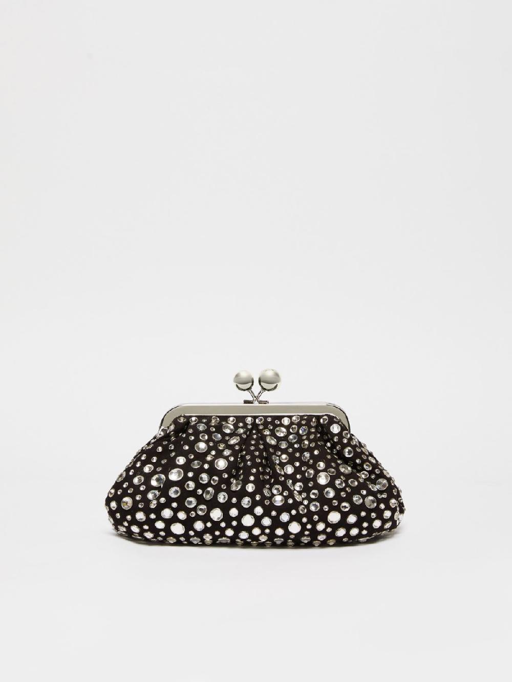 Weekend Pasticcino Bag Small con pietre incastonate in pelle con cristalli Vendita Calda