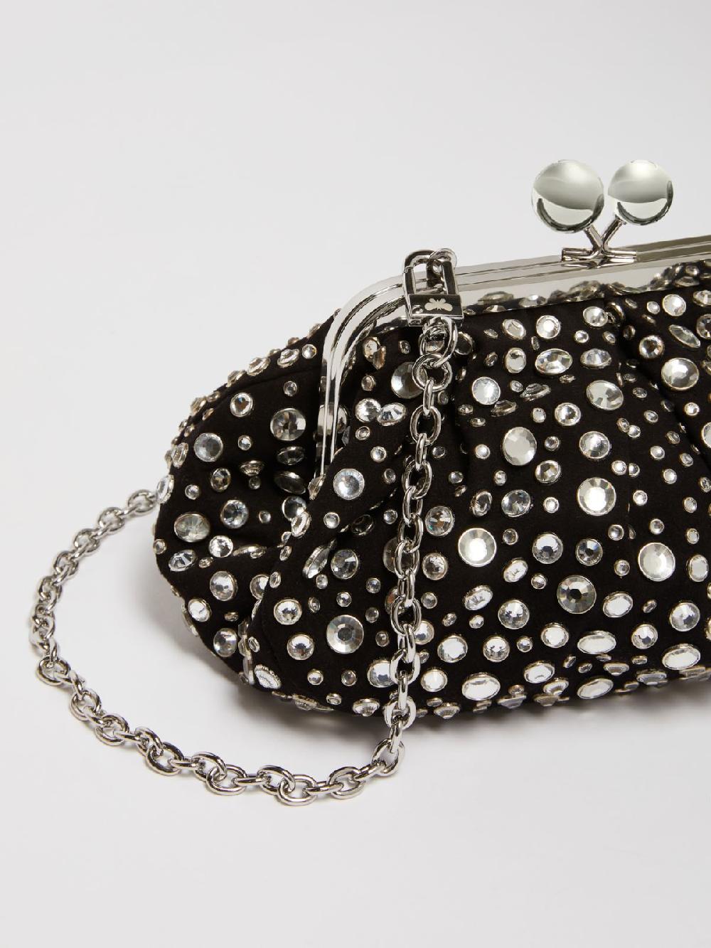 Weekend Pasticcino Bag Small con pietre incastonate in pelle con cristalli Vendita Calda