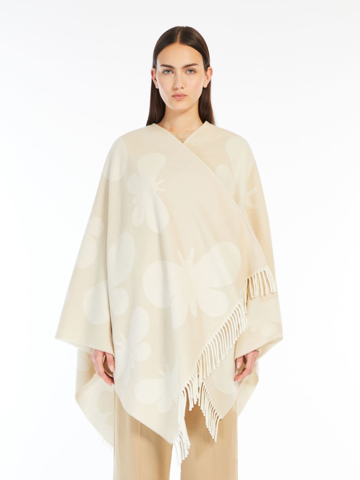Weekend Poncho in lana jacquard Prezzo Ridotto