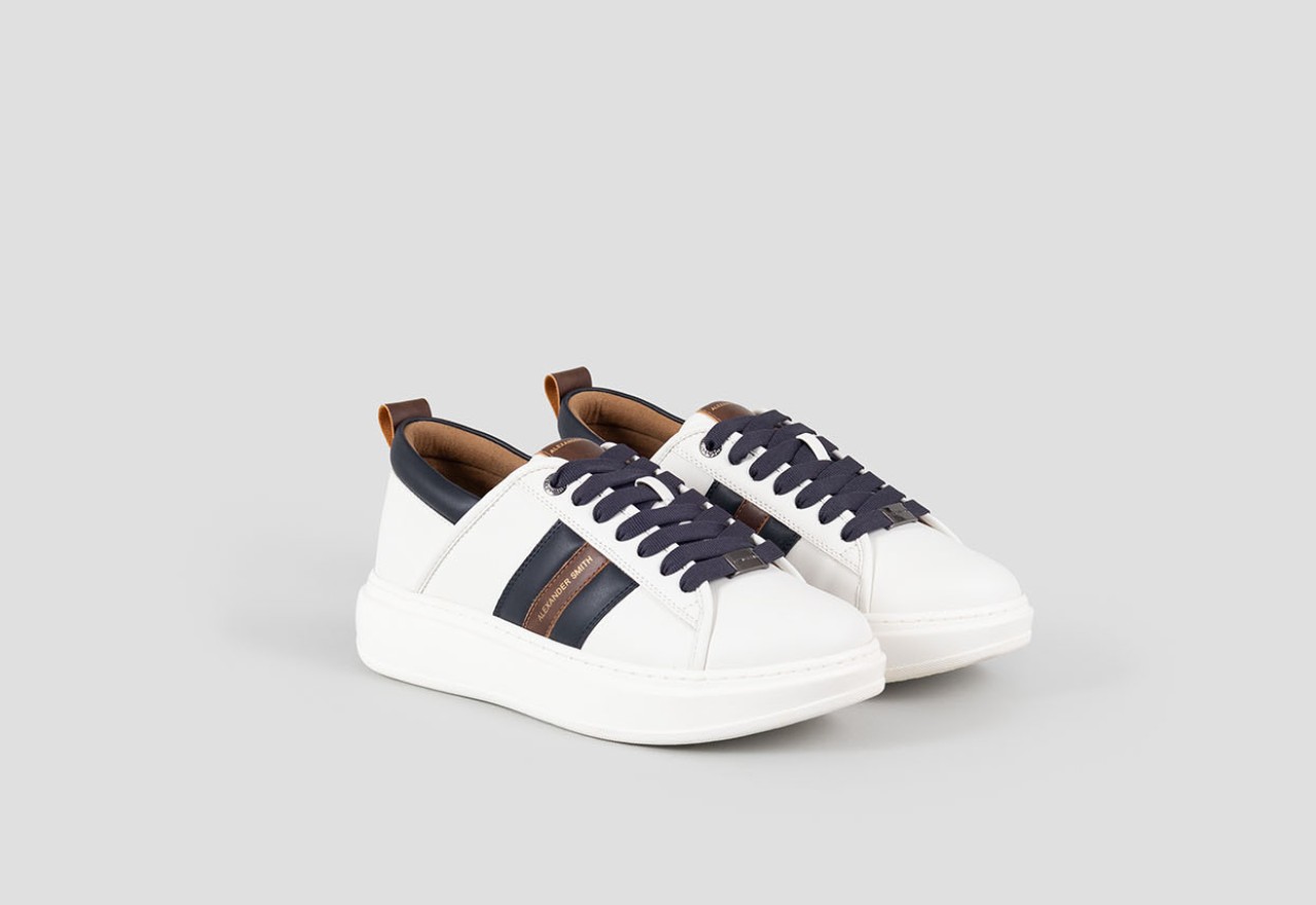 Alexander Smith ECO-WEMBLEY MAN WHITE BLUE COGNAC Negozio