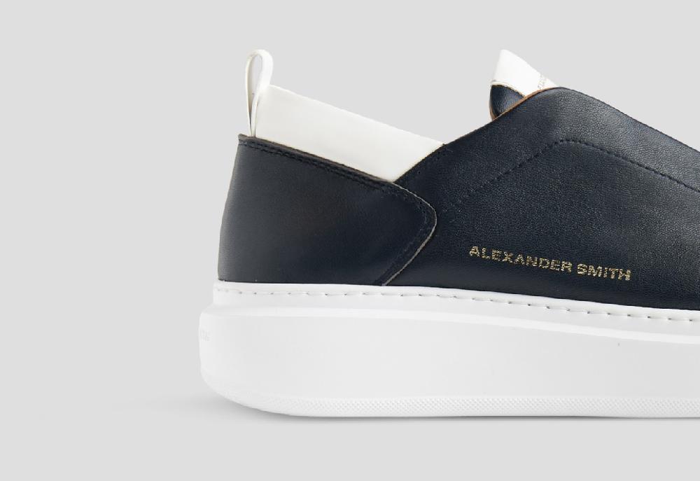 Alexander Smith WEMBLEY SLIP-ON MAN BLUE WHITE Prezzo Ridotto