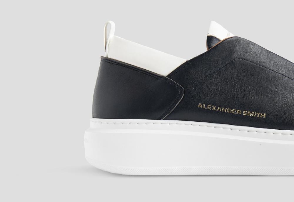 Alexander Smith WEMBLEY SLIP-ON MAN BLACK WHITE Sottocosto