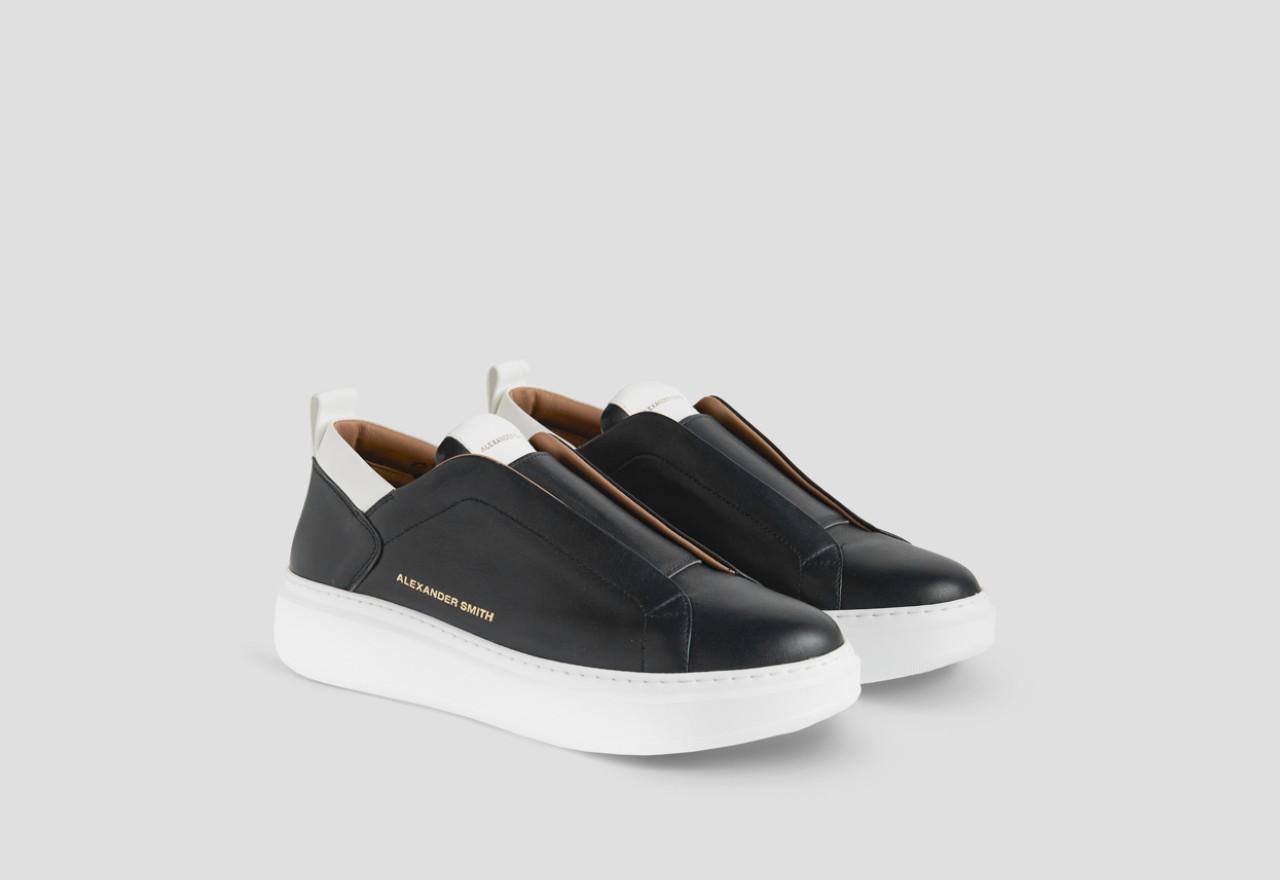 Alexander Smith WEMBLEY SLIP-ON MAN BLACK WHITE Sottocosto