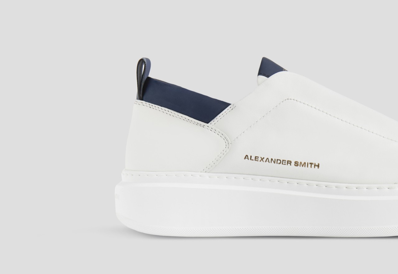 Alexander Smith WEMBLEY SLIP-ON MAN WHITE BLUE Convenienza