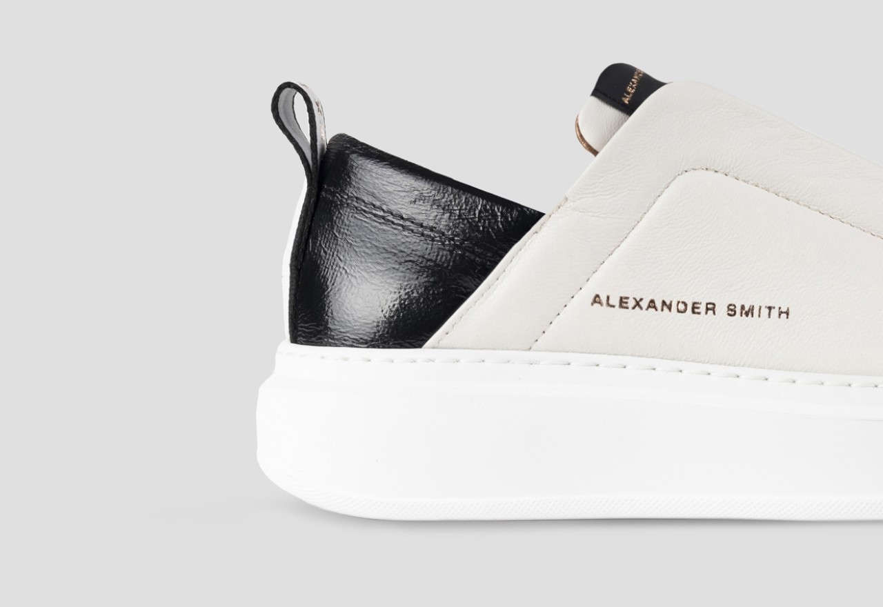 Alexander Smith WEMBLEY SLIP-ON WOMAN WHITE BLACK Saldi Di Fabbrica