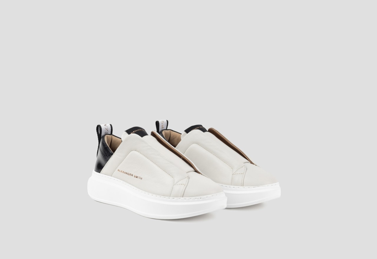Alexander Smith WEMBLEY SLIP-ON WOMAN WHITE BLACK Saldi Di Fabbrica