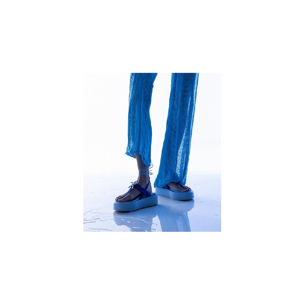Amalfi by rangoni Sandalo piattaforma Capri blu In Vendita